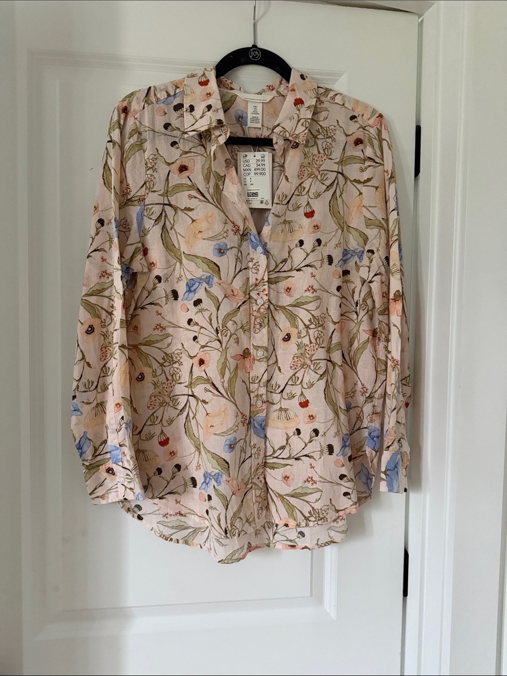 Floral Button-Front Blouse - Pink